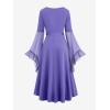 ROSE GAL Rosegal Plus Size Costumes Dress for Women Medieval Bell Sleeves Lace-up Midi Dress Halloween Dress(Purple_2)