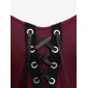 ROSE GAL Rosegal Plus Size Costumes Dress for Women Medieval Bell Sleeves Lace-up Midi Dress Halloween Dress(Red_1)