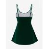 ROSE GAL Rosegal Plus Size Women Gothic Tummy Control Tankini Swimsuit Skull Glitter Print Boyleg Padded Tankini Swimwear(Green_2)