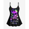 ROSE GAL Rosegal Plus Size Women Gothic Tummy Control Tankini Swimsuit Skull Glitter Print Boyleg Padded Tankini Swimwear(Purple_1)