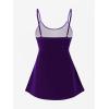 ROSE GAL Rosegal Plus Size Women Gothic Tummy Control Tankini Swimsuit Skull Glitter Print Boyleg Padded Tankini Swimwear(Purple_3)