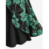 ROSE GAL Rosegal Women Plus Size Elegant Summer Babydoll Tank Top Floral Lace Overlay Peplum Hem Surplice Tank Top(Green_2)