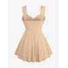 ROSE GAL Rosegal Women Plus Size Elegant Summer Babydoll Tank Top Floral Lace Overlay Peplum Hem Surplice Tank Top(Khaki_1)