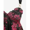 ROSE GAL Rosegal Women Plus Size Elegant Summer Babydoll Tank Top Floral Lace Overlay Peplum Hem Surplice Tank Top(Red_1)