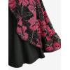 ROSE GAL Rosegal Women Plus Size Elegant Summer Babydoll Tank Top Floral Lace Overlay Peplum Hem Surplice Tank Top(Red_1)