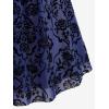 ROSE GAL Rosegal Women Plus Size Gothic Dress Layered Ruched Mesh Backless Dress(Blue_1)