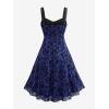 ROSE GAL Rosegal Women Plus Size Gothic Dress Layered Ruched Mesh Backless Dress(Blue_1)