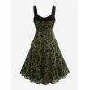 ROSE GAL Rosegal Women Plus Size Gothic Dress Layered Ruched Mesh Backless Dress(Green_2)