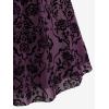 ROSE GAL Rosegal Women Plus Size Gothic Dress Layered Ruched Mesh Backless Dress(Purple_1)