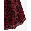 ROSE GAL Rosegal Women Plus Size Gothic Dress Layered Ruched Mesh Backless Dress(Red_1)