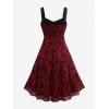 ROSE GAL Rosegal Women Plus Size Gothic Dress Layered Ruched Mesh Backless Dress(Red_1)