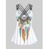 ROSE GAL Rosegal Women Plus Size Modest Tankini Swimsuit Feather Strappy Crisscross Swimwear(Black_1)