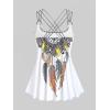 ROSE GAL Rosegal Women Plus Size Modest Tankini Swimsuit Feather Strappy Crisscross Swimwear(Gray_1)
