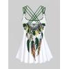 ROSE GAL Rosegal Women Plus Size Modest Tankini Swimsuit Feather Strappy Crisscross Swimwear(Green_3)