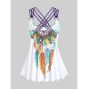 ROSE GAL Rosegal Women Plus Size Modest Tankini Swimsuit Feather Strappy Crisscross Swimwear(Purple_1)