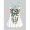 ROSE GAL Rosegal Women Plus Size Modest Tankini Swimsuit Feather Strappy Crisscross Swimwear(White_100)