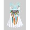 ROSE GAL Rosegal Women Plus Size Modest Tankini Swimsuit Feather Strappy Crisscross Swimwear(White_100)