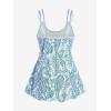 ROSE GAL Rosegal Womens Plus Size Bohemian Paisley Print Tankini Swimwear with Boyshorts(Blue_1)