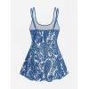 ROSE GAL Rosegal Womens Plus Size Bohemian Paisley Print Tankini Swimwear with Boyshorts(Blue_4)