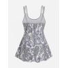 ROSE GAL Rosegal Womens Plus Size Bohemian Paisley Print Tankini Swimwear with Boyshorts(Gray_1)