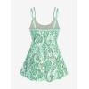 ROSE GAL Rosegal Womens Plus Size Bohemian Paisley Print Tankini Swimwear with Boyshorts(Green_1)