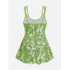 ROSE GAL Rosegal Womens Plus Size Bohemian Paisley Print Tankini Swimwear with Boyshorts(Green_3)