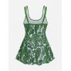 ROSE GAL Rosegal Womens Plus Size Bohemian Paisley Print Tankini Swimwear with Boyshorts(Green_4)