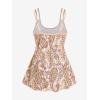 ROSE GAL Rosegal Womens Plus Size Bohemian Paisley Print Tankini Swimwear with Boyshorts(Light Orange_1)