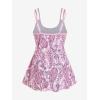 ROSE GAL Rosegal Womens Plus Size Bohemian Paisley Print Tankini Swimwear with Boyshorts(Light Pink_2)