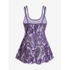 ROSE GAL Rosegal Womens Plus Size Bohemian Paisley Print Tankini Swimwear with Boyshorts(Purple_1)