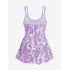 ROSE GAL Rosegal Womens Plus Size Bohemian Paisley Print Tankini Swimwear with Boyshorts(Purple_2)