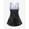 ROSE GAL Rosegal Womens Plus Size Lip Printed Padded Boyleg Strappy Tankini Swimsuit(Black_8)