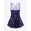 ROSE GAL Rosegal Womens Plus Size Lip Printed Padded Boyleg Strappy Tankini Swimsuit(Blue_1)