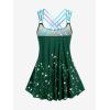 ROSE GAL Rosegal Womens Plus Size Lip Printed Padded Boyleg Strappy Tankini Swimsuit(Green_1)