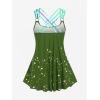 ROSE GAL Rosegal Womens Plus Size Lip Printed Padded Boyleg Strappy Tankini Swimsuit(Green_2)