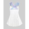 ROSE GAL Rosegal Womens Plus Size Lip Printed Padded Boyleg Strappy Tankini Swimsuit(White_1)