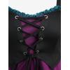 ROSE GAL Women Plus Medieval Renaissance Costume Dress Cold Shoulder Ruffles Layered Lace-up Underbust Corset Dress(Purple_1)