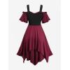 ROSE GAL Women Plus Medieval Renaissance Costume Dress Cold Shoulder Ruffles Layered Lace-up Underbust Corset Dress(Red_2)