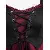ROSE GAL Women Plus Medieval Renaissance Costume Dress Cold Shoulder Ruffles Layered Lace-up Underbust Corset Dress(Red_2)