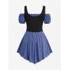ROSE GAL Women Plus Size Gothic Off The Shoulder Top Medieval Renaissance Corset Shirt Top(Blue_1)