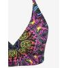 ROSE GAL Women Plus Size Tribal Mandala Print Bikini Two Piece Swimsuit with Skirt Tummy Control Bathing Suit(Purple)