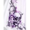ROSE GAL Womens Plus Size Curve Halter Plaid Skull Print Backless Gothic Modest Tankini Swimsuit Set(White_2)