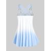 ROSE GAL Womens Plus Size Curve Ombre Color Floral Print Crisscross Modest Tankini Swimsuit Set(Blue_1)