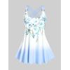 ROSE GAL Womens Plus Size Curve Ombre Color Floral Print Crisscross Modest Tankini Swimsuit Set(Blue_1)