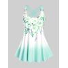 ROSE GAL Womens Plus Size Curve Ombre Color Floral Print Crisscross Modest Tankini Swimsuit Set(Green_1)