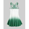 ROSE GAL Womens Plus Size Curve Ombre Color Floral Print Crisscross Modest Tankini Swimsuit Set(Green_3)