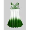 ROSE GAL Womens Plus Size Curve Ombre Color Floral Print Crisscross Modest Tankini Swimsuit Set(Green_4)