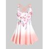 ROSE GAL Womens Plus Size Curve Ombre Color Floral Print Crisscross Modest Tankini Swimsuit Set(Light Pink_1)