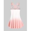 ROSE GAL Womens Plus Size Curve Ombre Color Floral Print Crisscross Modest Tankini Swimsuit Set(Light Pink_1)