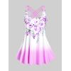 ROSE GAL Womens Plus Size Curve Ombre Color Floral Print Crisscross Modest Tankini Swimsuit Set(Pink_1)
